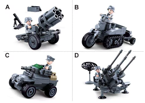 Sluban Army WWII - 4 into 1 német légvédelmi tüzérség építőjáték készlet