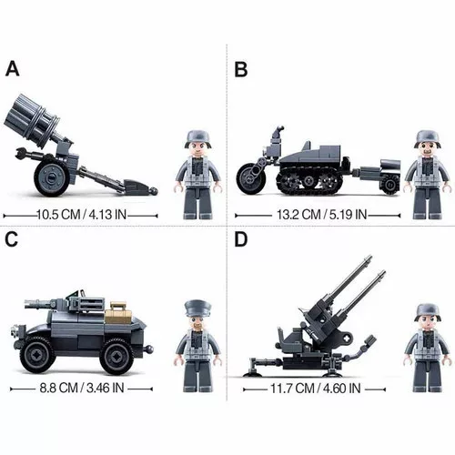 Sluban Army WWII - 4 into 1 német légvédelmi tüzérség építőjáték készlet