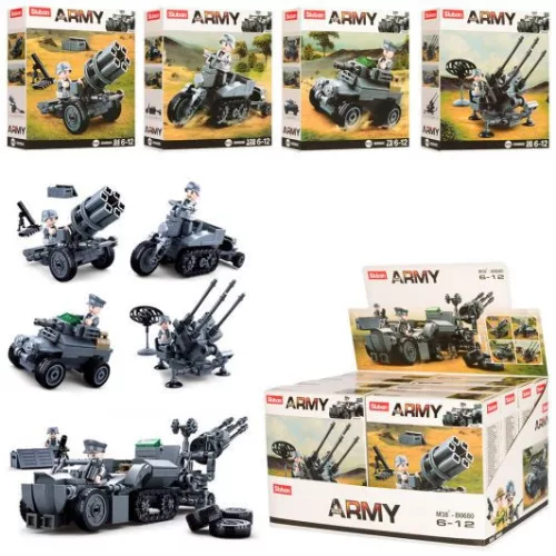 Sluban Army WWII - 4 into 1 német légvédelmi tüzérség építőjáték készlet
